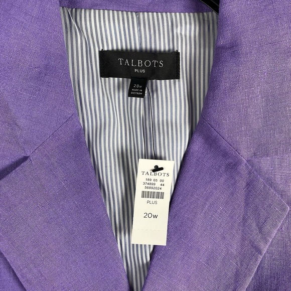 Talbots Vest Womens Sz 20W Purple Linen Belted Lapel Lined Sleeveless Blazer NWT - Picture 4 of 10
